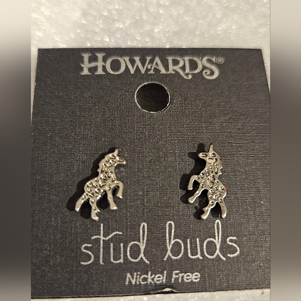 Silver Unicorn Stud Earrings for Kids